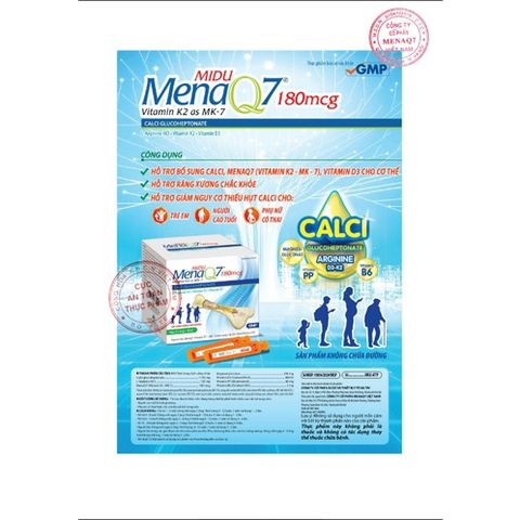 Midu MenaQ7 180mcg - Bổ Sung Canxi Hữu Cơ Tăng Chiều Cao Cho Trẻ Em Và Phụ Nữ Mang Thai - Vitamin D3 K2 Ổn Định Xương
