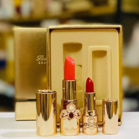 Set son lì Ohui the first màu cam san hô tặng Mini Red