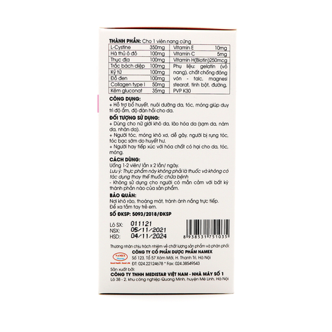 NAMEXIN – Viên Uống Đẹp Da, Mọc Tóc Vỉ 60 Viên