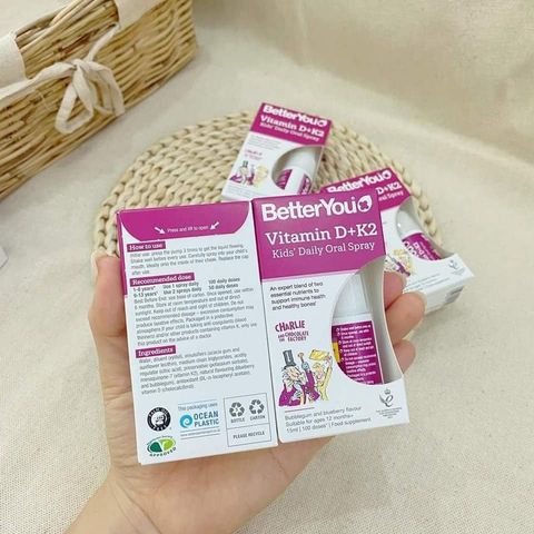 Xịt bổ sung Vitamin D3K2 (MK7) cho bé từ 1 tuổi - Better You UK, Hỗ trợ phát triển chiều cao và miễn dịch, Dạng xịt dễ dùng