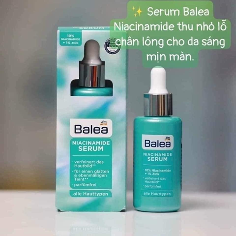 Serum Niacinamide 10% + Kẽm 1% - Dưỡng trắng, se khít lỗ chân lông, tái tạo da mịn màng - Balea