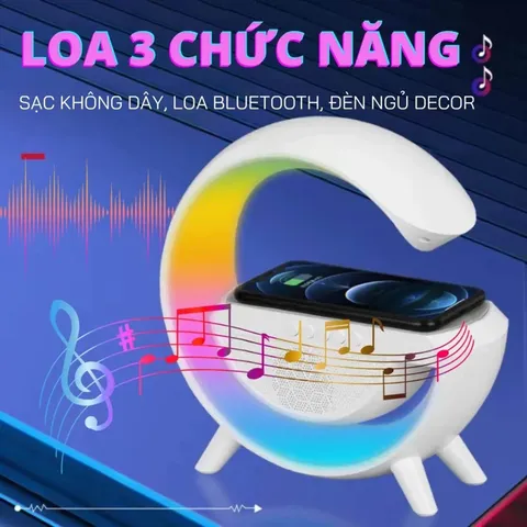 Loa Chữ G Bluetooth Kèm Sạc Không Dây ,Đèn Ngủ Sang Trọng