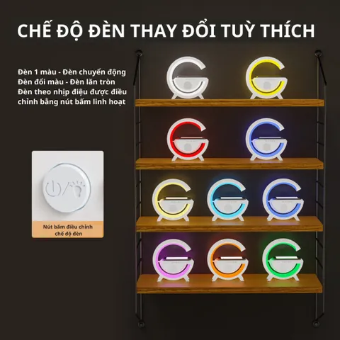 Loa Chữ G Bluetooth Kèm Sạc Không Dây ,Đèn Ngủ Sang Trọng