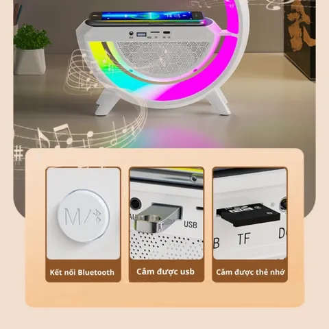 Loa Chữ G Bluetooth Kèm Sạc Không Dây ,Đèn Ngủ Sang Trọng