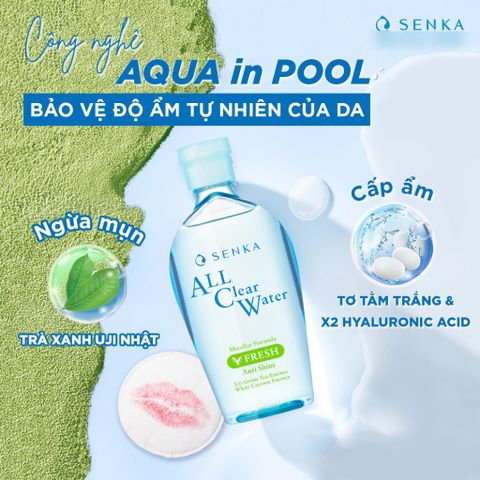 Nước Tẩy Trang Micellar Senka A.L.L Clear Water 230ml - Làm Sạch Sâu, Giữ Ẩm, Phù Hợp Mọi Loại Da, Xuất Xứ Nhật Bản