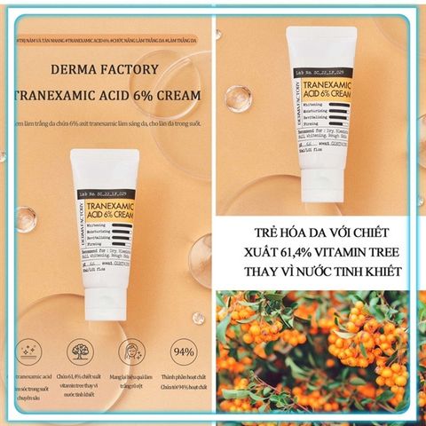 Kem Dưỡng Trắng Da, Hỗ Trợ Giảm Thâm Nám Derma Factory Tran.exa 6% Cream 30ml