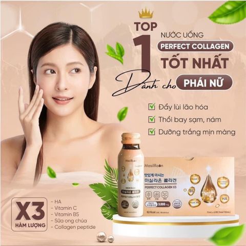 Nước Uống Collagen X3 3000mg - Tăng Cường Sức Khỏe Da, Tóc, Móng - 10 Chai x 75ml - Hỗ Trợ Trẻ Hóa Da, Giảm Mụn, Chống Lão Hóa