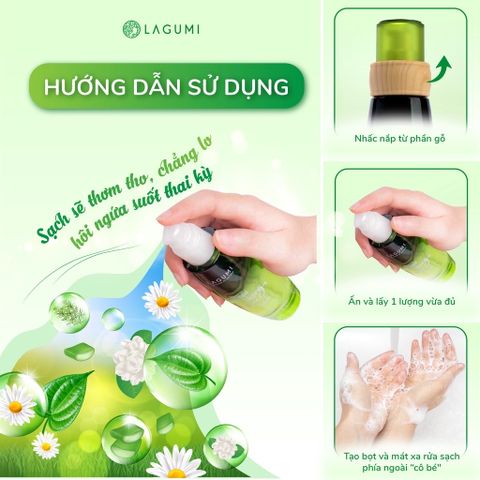 Dung dịch vệ sinh phụ nữ Lagumi 100ml - Chiết xuất trầu không và tràm trà, hỗ trợ giảm viêm ngứa cho mẹ bầu và sau sinh