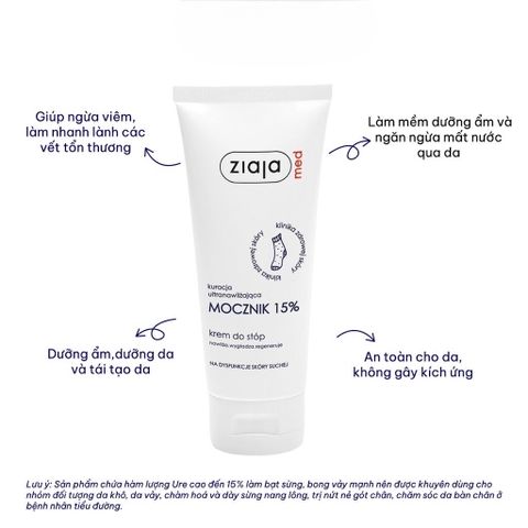Kem Dưỡng Da Chân Ziaja Med 15% Ure 100ml - Giảm Thô Ráp, Nứt Nẻ, Cung Cấp Độ Ẩm Cho Da Khô