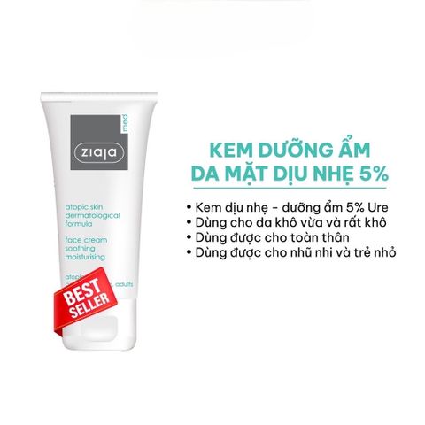 Kem Dưỡng Ẩm Da Mặt Dịu Nhẹ 5% Urê Ziaja Giảm Thô Ráp Nứt Nẻ 50ml