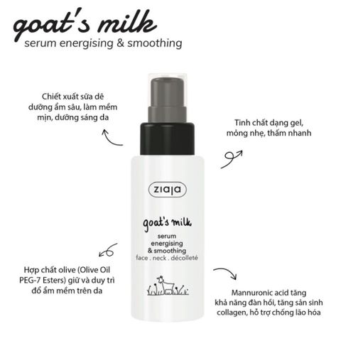 Serum Dưỡng Ẩm Goat's Milk ZIAJA Giúp Giảm Nhăn 50ml