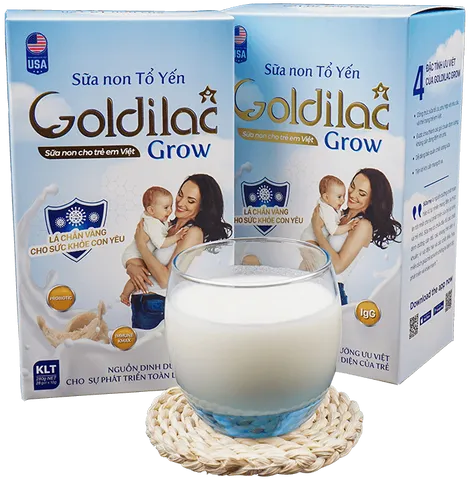 Sữa Non Tổ Yến Goldilac Grow Cho Trẻ 0 đến 10 Tuổi Hộp 28 Gói