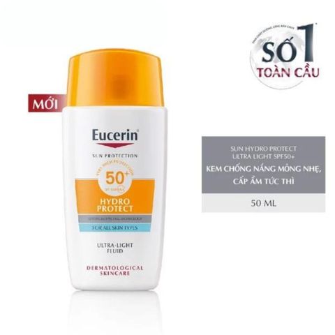 Kem Chống Nắng Eucerin Hydro Protect Ultra Light 50mL SPF50+ - Bảo Vệ Da Chống Tia UVA/UVB, Nhẹ Nhàng Cho Da Nhạy Cảm