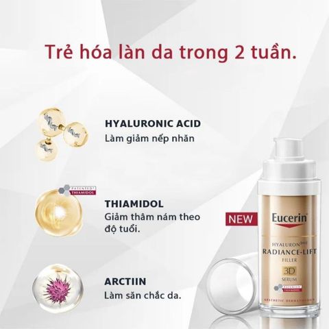 Tinh Chất Eucerin Hyaluron Radiance Lift 3D Serum 30mL - Giảm Nếp Nhăn, Săn Chắc Da, Chống Thâm Sạm Cho Mọi Loại Da