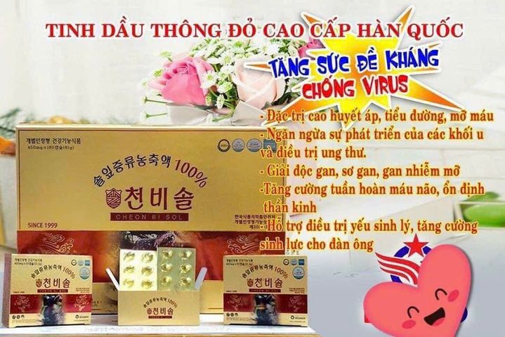 Tinh Dầu Thông Đỏ Cheon Bi Sol Hàn Quốc - 180 Viên, Giúp Cải Thiện Sức Khỏe, Hỗ Trợ Gan, Tim Mạch và Làm Đẹp Da