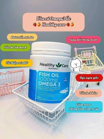 Viên Dầu Cá Fish Oil 1000mg Omega-3 - Healthy Care Hỗ Trợ Tim Mạch, Mắt và Da Khỏe Mạnh từ Úc