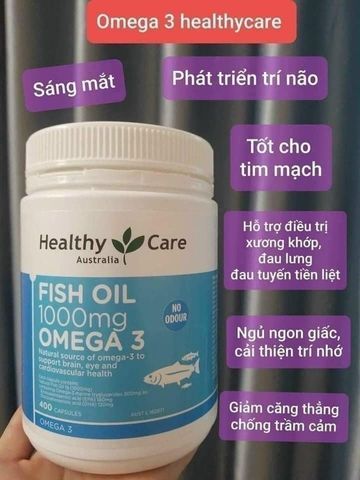 Viên Dầu Cá Fish Oil 1000mg Omega-3 - Healthy Care Hỗ Trợ Tim Mạch, Mắt và Da Khỏe Mạnh từ Úc