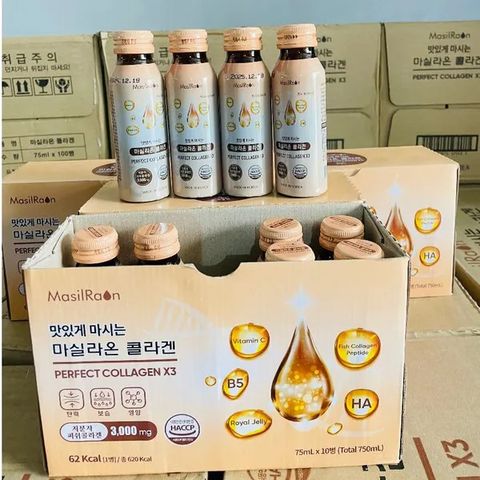 Nước Uống Collagen X3 3000mg Perfect Collagen X3 - Hỗ Trợ Đẹp Da, Căng Mịn, 10 Chai 75ml Từ Hàn Quốc