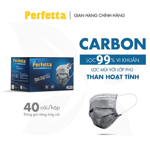 Khẩu trang 4 lớp than hoạt tính Perfetta Carbon (40 Cái/Hộp)