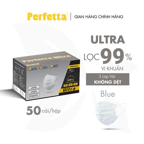 Khẩu trang y tế 4 lớp Perfetta Ultra Trắng/Xanh (50 Cái/Hộp)