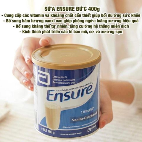 Sữa Bột Abbott Ensure Nhập Khẩu Đức 400g - Bổ Sung Dinh Dưỡng Cho Người Cao Tuổi, Tăng Cường Sức Khỏe & Hệ Miễn Dịch