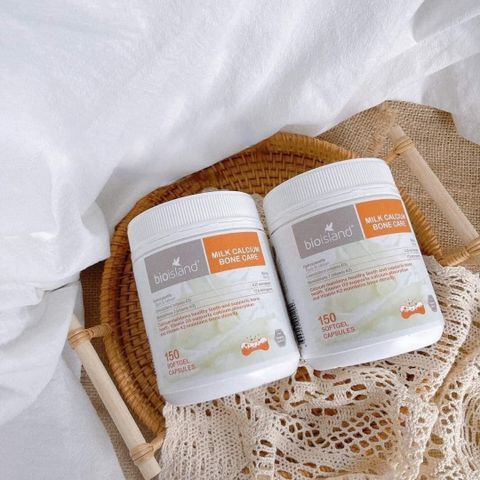 Viên nang mềm Canxi sữa BioIsland Bone Care với D3 và K2 - Hỗ trợ sức khỏe xương cho người lớn và trẻ em từ 12 tuổi trở lên