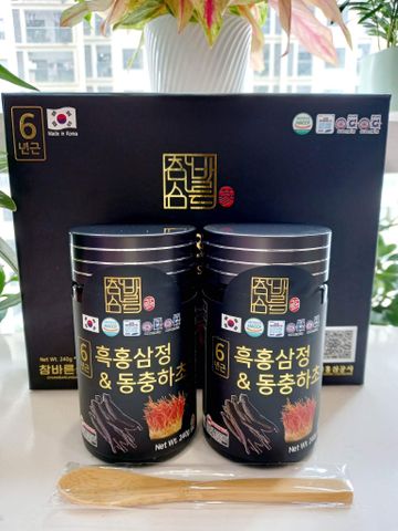 Cao Hắc Sâm Đông Trùng Hạ Thảo Chambarunsam Hàn Quốc Set 2 Lọ 240g - Tăng Cường Sức Đề Kháng, Bồi Bổ Toàn Diện, Quà Tặng Sang Trọng