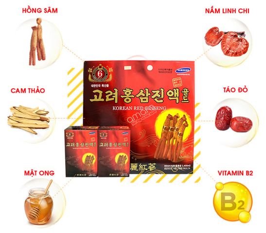 Nước Hồng Sâm Hàn Quốc 6 Tuổi Bio Red Ginseng 60 Gói x 80ml - Thức Uống Bổ Dưỡng Tăng Cường Sức Khỏe, Hương Vị Thanh Mát