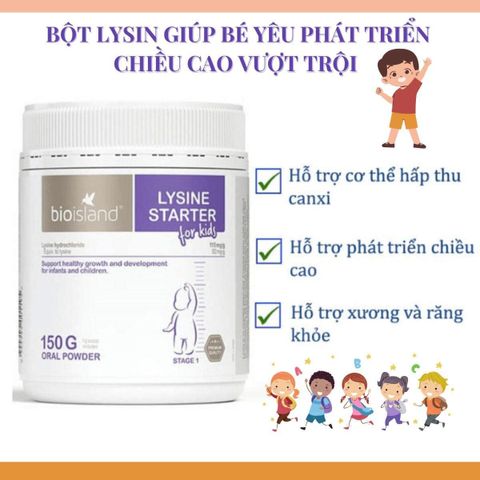 Bioisland Lysine Starter bột tăng chiều cao Úc cho bé lọ 150g