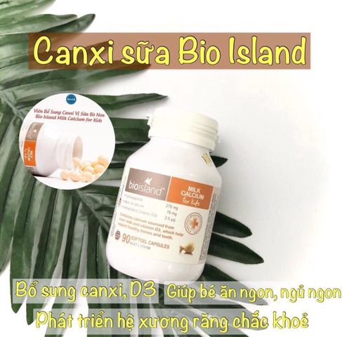 Bioisland Canxi Sữa Úc 90 Viên - Bổ Sung Canxi và Vitamin D Tăng Chiều Cao Cho Trẻ Em, Phát Triển Xương Khỏe Mạnh