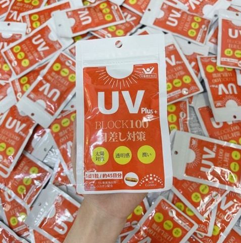 Viên Uống Chống Nắng UV Plus+ Block 100 Nhật Bản - Bảo Vệ Da, Ngăn Ngừa Tàn Nhang, 45 Viên, Chống Oxy Hóa, Dưỡng Ẩm