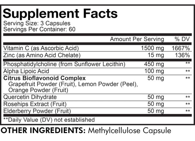 Viên Uống Bổ Sung Vitamin C Liposomal 500mg - Tăng Cường Miễn Dịch, Chống Oxy Hóa, 180 Viên - Thực Phẩm Chức Năng Codeage