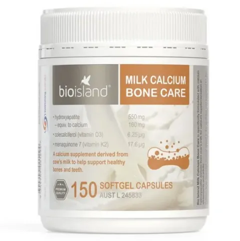 Viên Milk Calcium hữu cơ Bioisland Bone care Úc 150v