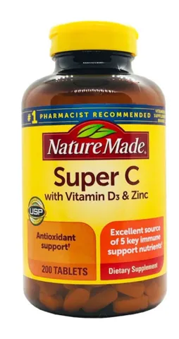 Viên Uống Tăng Hệ Miễn Dịch Super C with Vitamin D3, ZinC 200Viên