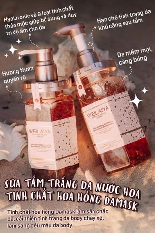 Sữa Tắm Trắng Da Cánh Hoa Hồng Weilaiya 450ml - Dưỡng Ẩm Sâu, Hương Thơm Quyến Rũ Giống Elie Saab Le Parfum Rose Couture