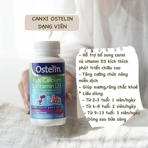 Kẹo Canxi D3 Khủng Long Vị Dâu Ngon Miệng - Ostelin, Bổ Sung Canxi và Vitamin D3 cho Trẻ Em 2-13 Tuổi, 90 Viên Nhai từ Úc