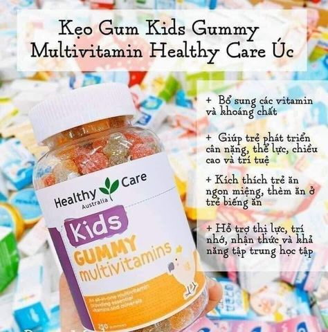 Kẹo Dẻo Multivitamin Healthy Care cho Trẻ Em - Tăng Cường Đề Kháng, Ngon Miệng, Hương Vị Trái Cây, 250 Viên Úc
