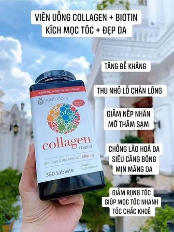 Collagen thủy phân tuýp 1 2 & 3 Mỹ Youtherory 390 viên