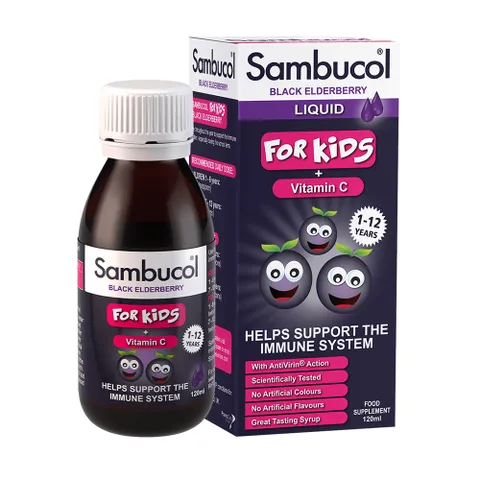 [Mỹ] Siro Vitamin C cho bé SAMBUCOL Black Elderberry Liquid 120ml