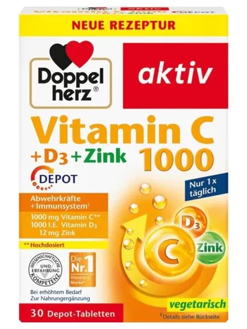 Viên Uống Đề Kháng, chắc Xương Vitamin C 1000+Kẽm+D3