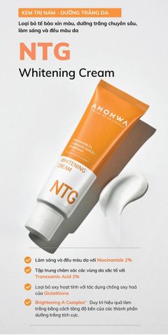 Kem Dưỡng Ahohwa Whitening Cream NTG - Hỗ Trợ Giảm Sạm Nám, Tàn Nhang, Làm Sáng Da, Phục Hồi Da, Cấp Ẩm Dưỡng Da