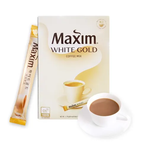 Cà Phê Hòa Tan Hàn Quốc Maxim White Gold hộp 100 gói