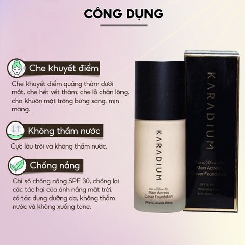 Kem Nền Karadium Like A Movie Star Cover Foundation Hàn Quốc - Che Khuyết Điểm Tự Nhiên, Lớp Nền Hoàn Hảo, SPF30 Bảo Vệ Da
