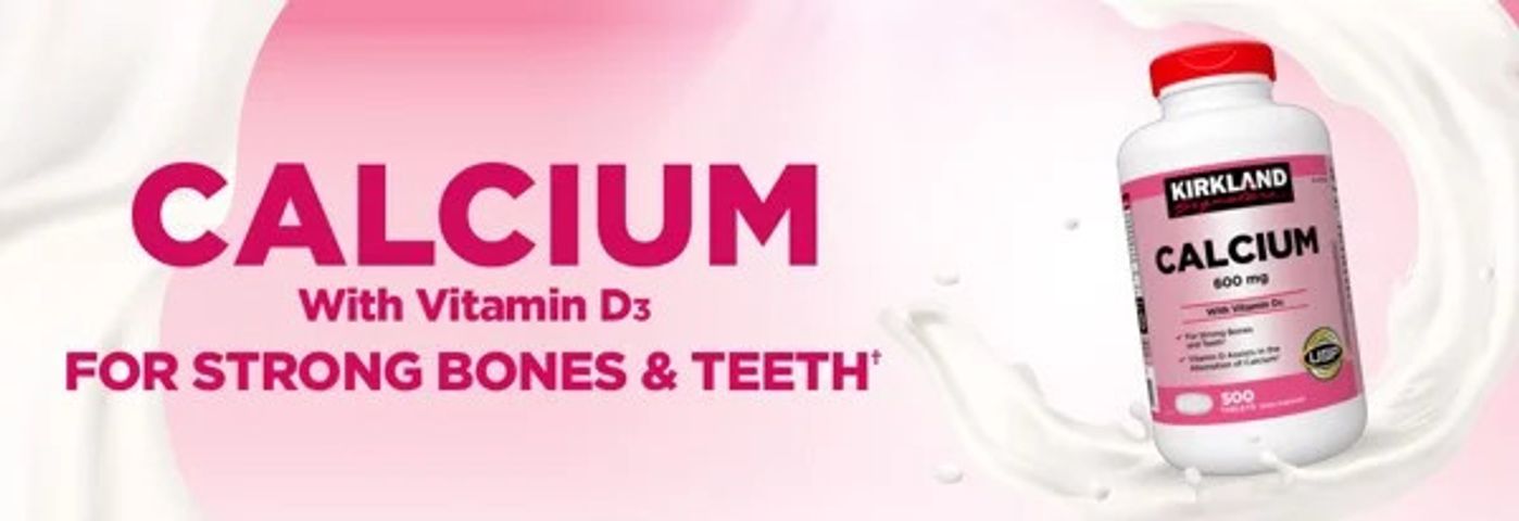 Viên uống Canxi Kirkland Calcium 600mg + D3 Hỗ trợ xương và răng khỏe mạnh - Hộp 500 viên bổ sung vitamin D3 chính hãng Mỹ