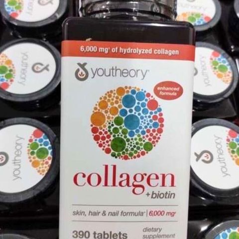 Viên uống collagen Youtheory+Biotin 6000mg của Mỹ 390 viên