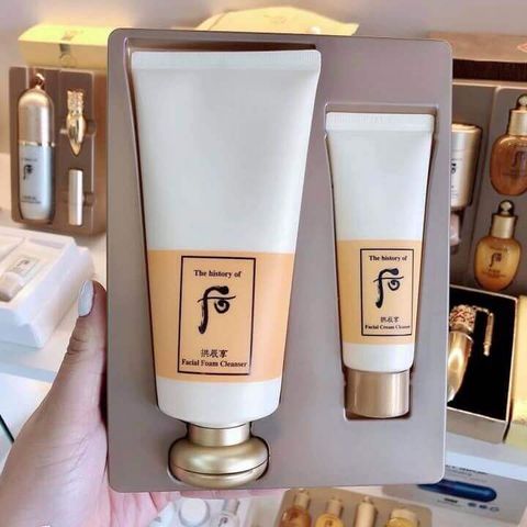 (Tặng Kem Tẩy Trang) Set Sữa Rửa Mặt Whoo vàng 180ml