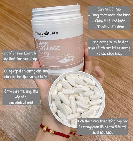 Viên uống Sụn Cá  750mg Healthy Care - Hỗ trợ xương khớp, tăng cường miễn dịch, giảm đau nhức, 200 viên