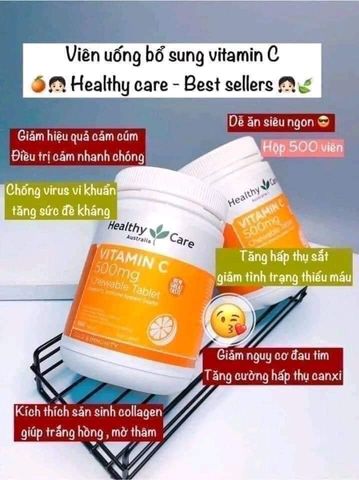 Viên ngậm Vitamin C 500mg Úc lọ 500 viên - Healthy Care