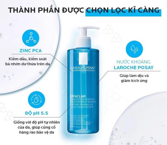 Sữa Rửa Mặt La Roche-Posay Effaclar Cho Da Dầu Nhạy Cảm 400ml - Giảm Mụn, Làm Sạch Sâu, Giữ Ẩm Tối Ưu