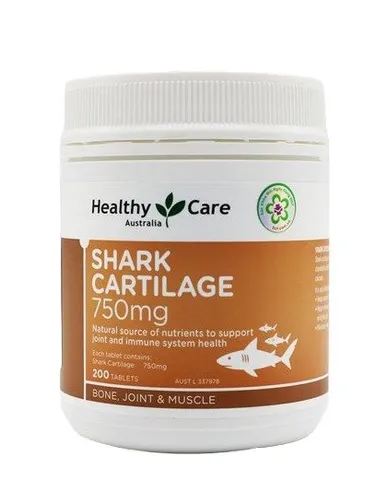 Viên Uống Healthy Care Shark Cartilage 750mg (Chai 200 viên)